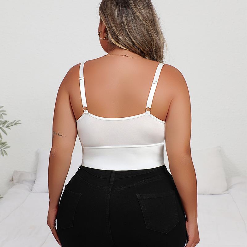 Plus Size Women's Sexy Deep V Lace See-through Bra With Center Front Zipper And Beautiful Back Push-up Adjustable Bra