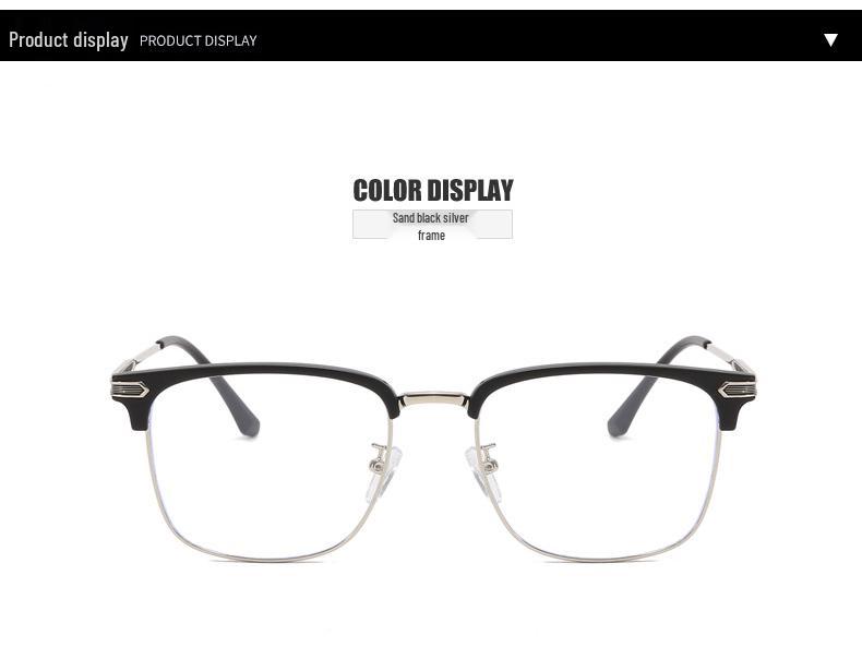 New Retro Large Business Casual Eyewear: Lightweight, Comfortable, Anti-Blue Light Eyebrow Frame.