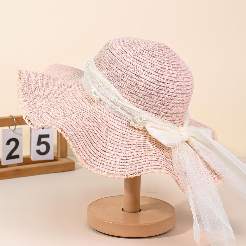Zomerse strandvakantie strooien hoed zoete raffia strooien hoed zonbescherming schaduw zonnehoed dames