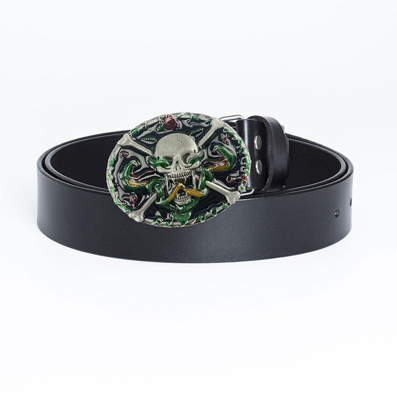 Men's Trendy Casual Cowhide Leather Belt with Alloy Smooth Buckle