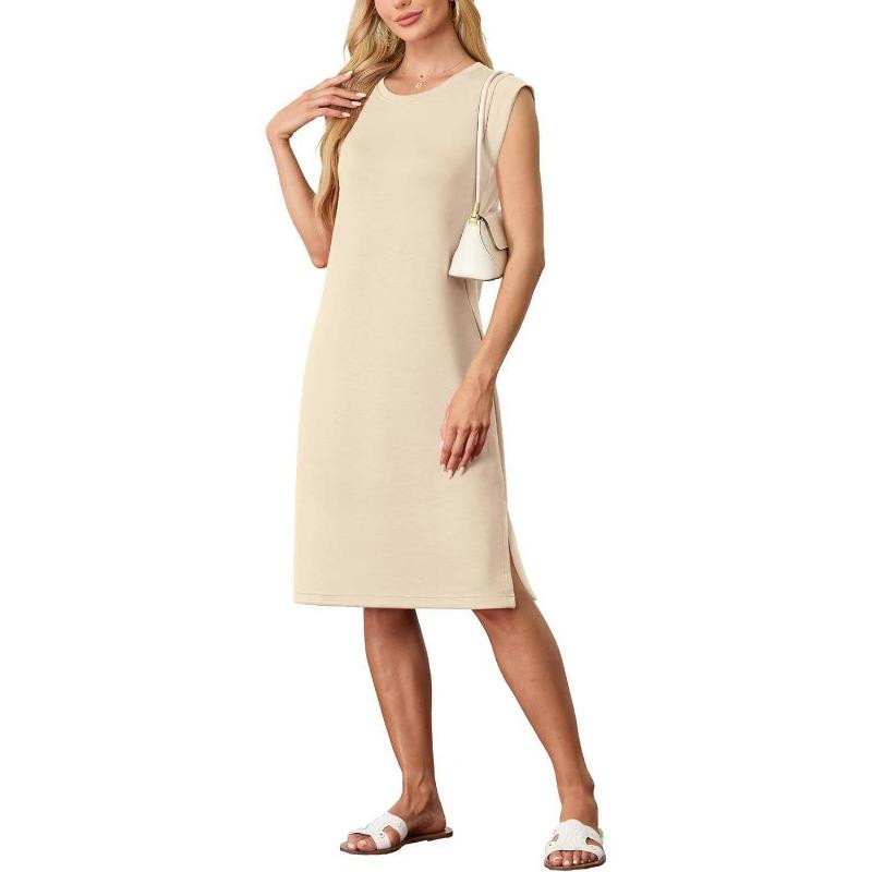 Spring/summer Women's Fashion Round Neck Sleeveless Split Pocket Dress