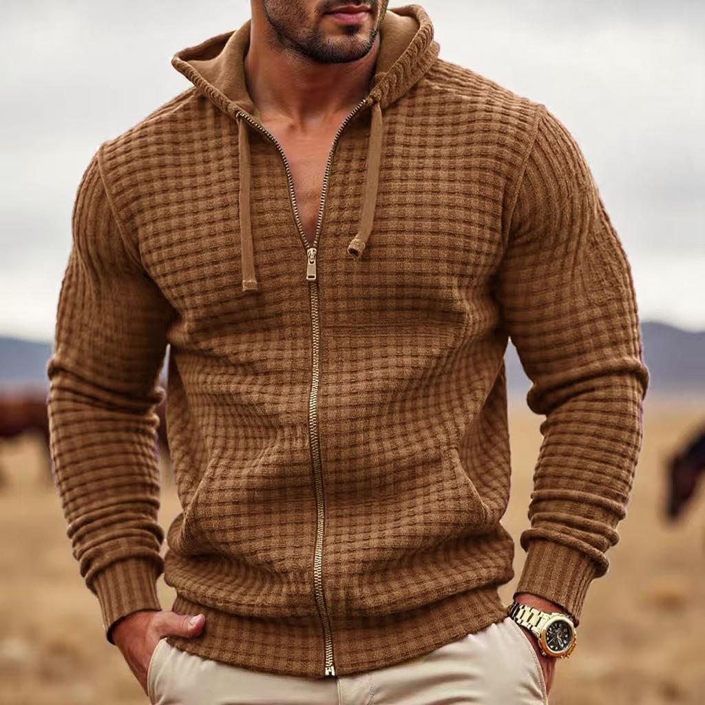 Mens Hoodies Pullover Full-Zip Long Sleeve  Knit Hooded Sweatshirt Hoodie For Men Fall Casual Clothes
