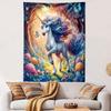 Enchanted Unicorn In Mystical Forest Patterned Tapestry Decorative Wall Hanging, Home Bedroom Living Room Decor