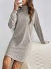 2024 Fall/Winter Women's Casual Solid Color High Neck Long Sleeve Knitted Dress