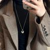 Korean Style Pendant Necklace Silver Saddle Bag Pendant New Sweater Chain