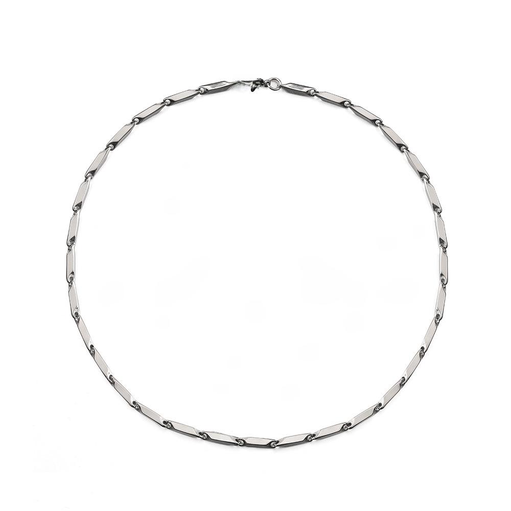 Korean Stainless Steel Melon Seed Necklace: Men's Bevel Diamond Titanium Steel, 3D Design, Various Sizes