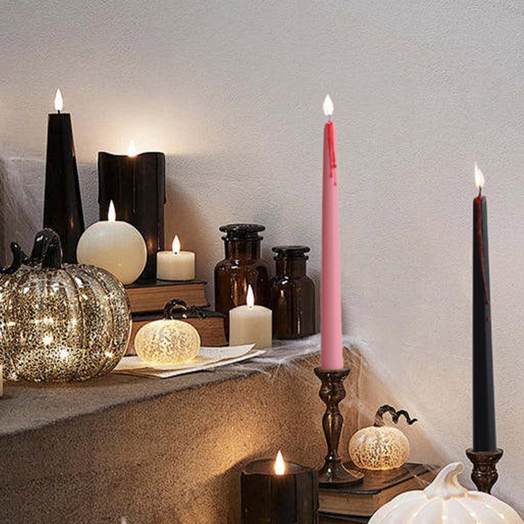 Tears Black Candles – Set Of 4 Gothic Bleeding Candles, Perfect For Halloween Decor, Or Eerie Ambiance. Dripping Wax Effect