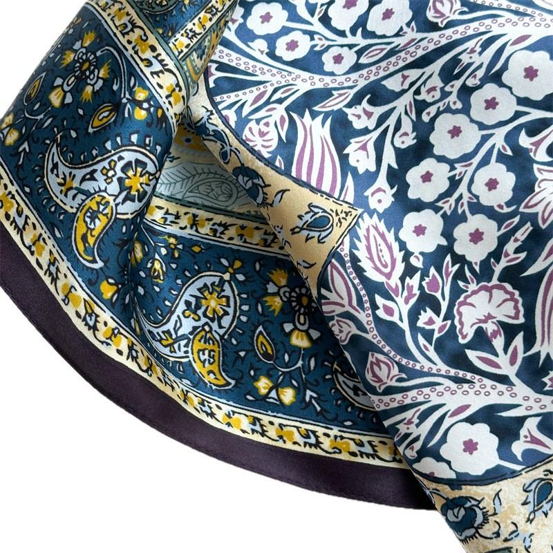 Silk Scarf Female Classical Paisley Pattern Versatile 91 Plain Crepe Satin Square Scarf Mulberry Silk Silk Scarf with Shawl