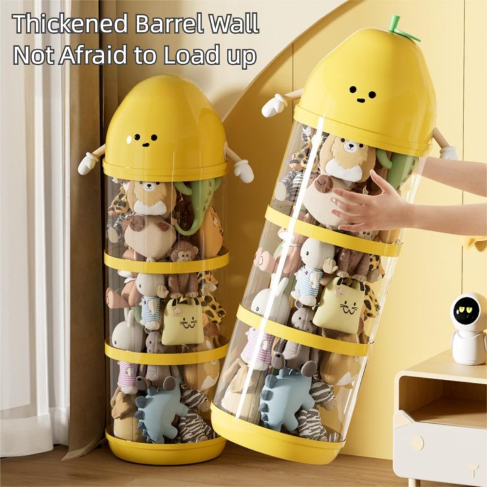 Transparent Doll Storage Box Cartoon Style Plush Toy Storage Tube For Children Kids