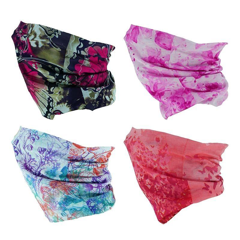 Used [NEW] [SMEHCF] 4 Multi-purpose Bandana for Women Men Headband Balaclava Hair Headscarf Face Half Airsoft Paintball Mask Neck Gaiter Breathable