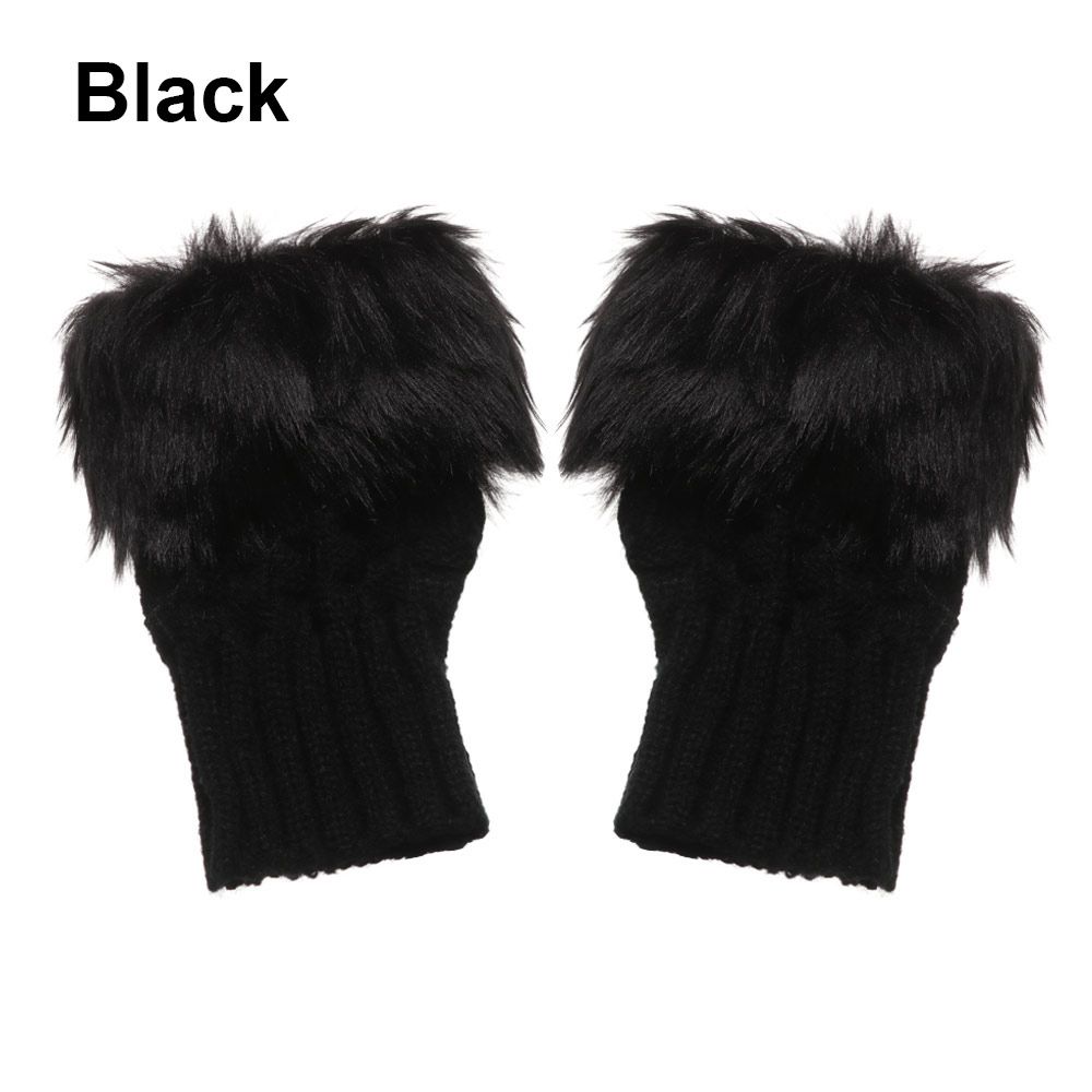 Winter Half Finger Elastic Thicken Warm Warm Mittens Knitted Gloves Faux Rabbit Hair Gloves