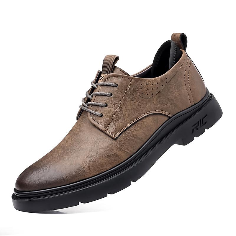 Leather shoes men's spring and autumn casual breathable formal wear cowhide men's shoes young people business leather shoes