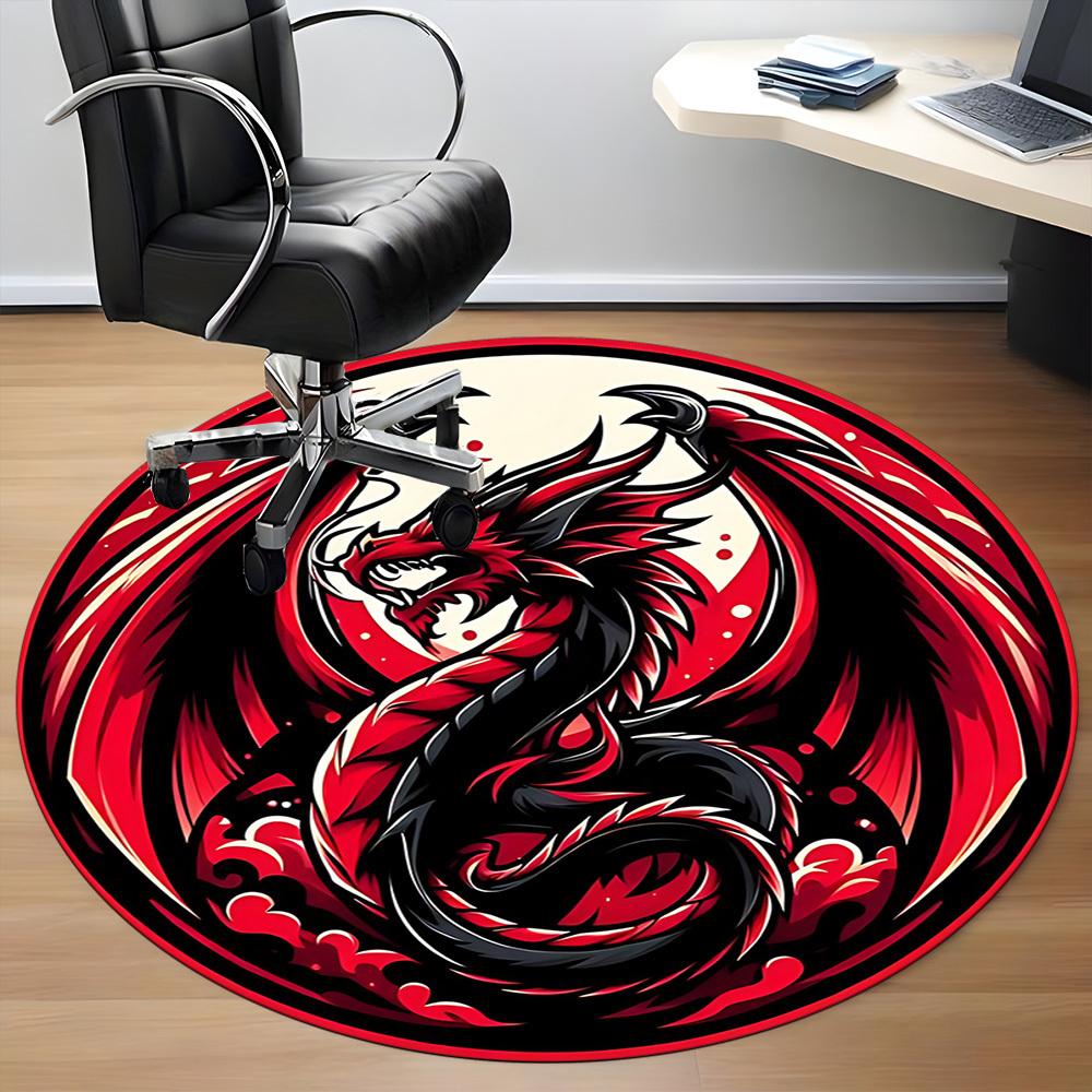 1pc Dragon Circle Office Round Area Rug, Under Office Chairs Bedroom Living Room Home Decor, Room Deco, Available in Various Sizes