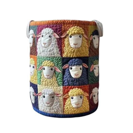 Quilted Laundry Basket, Thick Durable Fabric Storage Hamper, with Reinforced Handles, Clothes Toys Organizer for Home Decor I