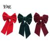 Klassieke Kerst Tafeldecoraties 6 Stuks Fluwelen Strik Servetringen, Stofhouders, Rode Elegante Retro Decoraties Groene Ringen voor Diner Feestdagen