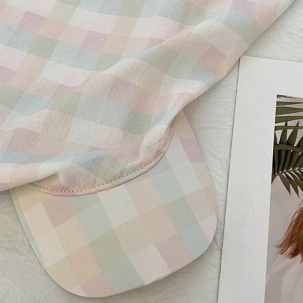 Spring Plaids Headscarf Hat Soft and Breathable Checkered Scarf Hat for Everyday Use and Vacation Outdoor Camping  Pink