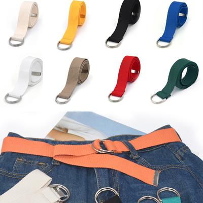 Modny Pasek Męski Unisex Casual Podwójna Klamra D-Ring Regulowany Pasek do Pasa Pas Płócienny Paski Outdoor