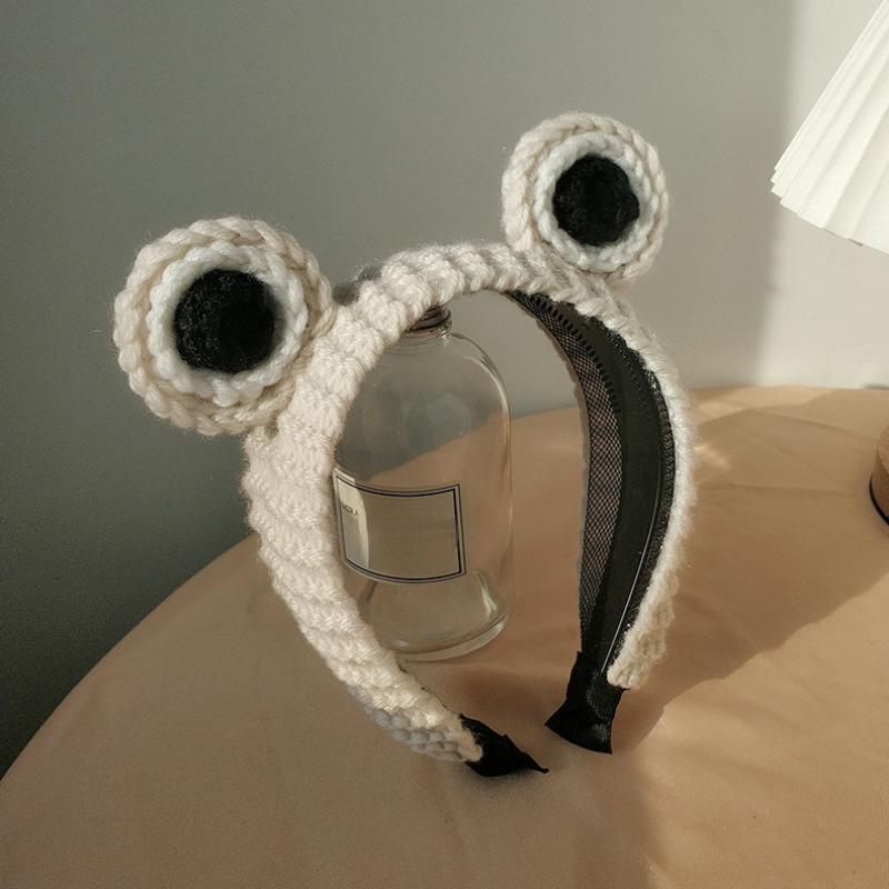 Knitted Big Eyes Frog Headband Wash Makeup Hair Band Cute Cartoon Scrunchies Autumn Spring Headdress New Hair Accessories
