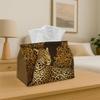 1pc Baroque Decorative Animal Print Tissue Box With- Leopard Ornamental Golden Black Luxury Pattern Texture Tissue Box Holder, Suitable For, Living Ro
