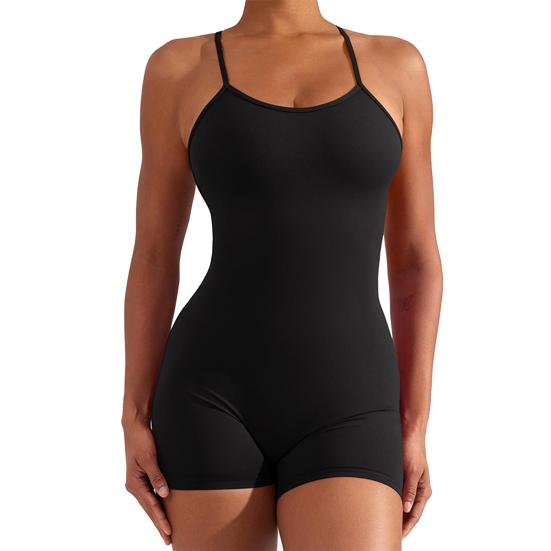 

Женский комбинезон для йоги с перекрестной спиной, без рукавов, высокая эластичность, обтягивающий, мягкий, с низким вырезом, U-образным вырезом, открытыми плечами XL чёрный