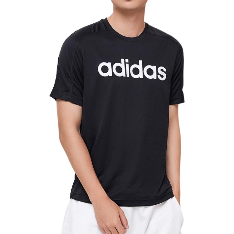 adidas T Shirts Men's Black Crew Neck Moderate Straight Fit DU1246