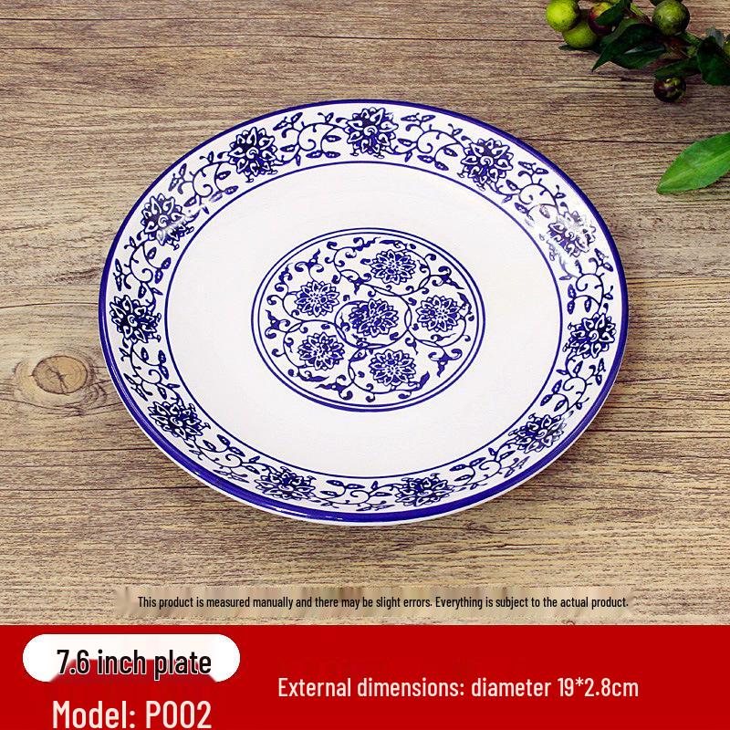 Retro Blue & White Melamine Dinnerware Set: Noodle & Soup Bowls, Plates for Restaurants & Noodle Shops