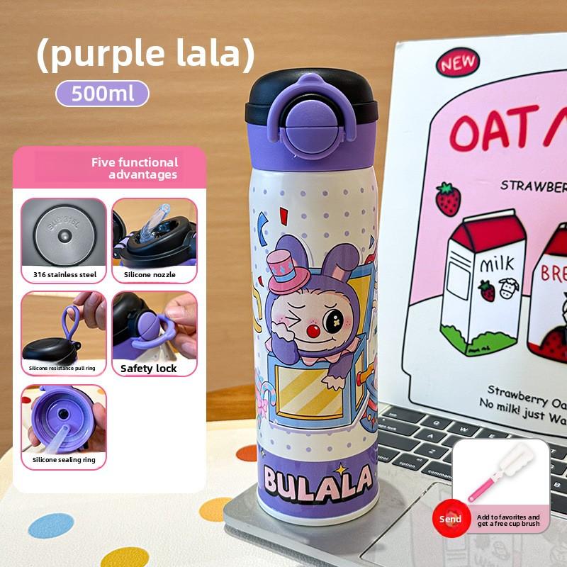 

Thermos Cup Cartoon Cute Wind Double Drink Bouncing Cup Large Capacity 316 Stainless Steel Straw Cup Children s Pot 500ml
