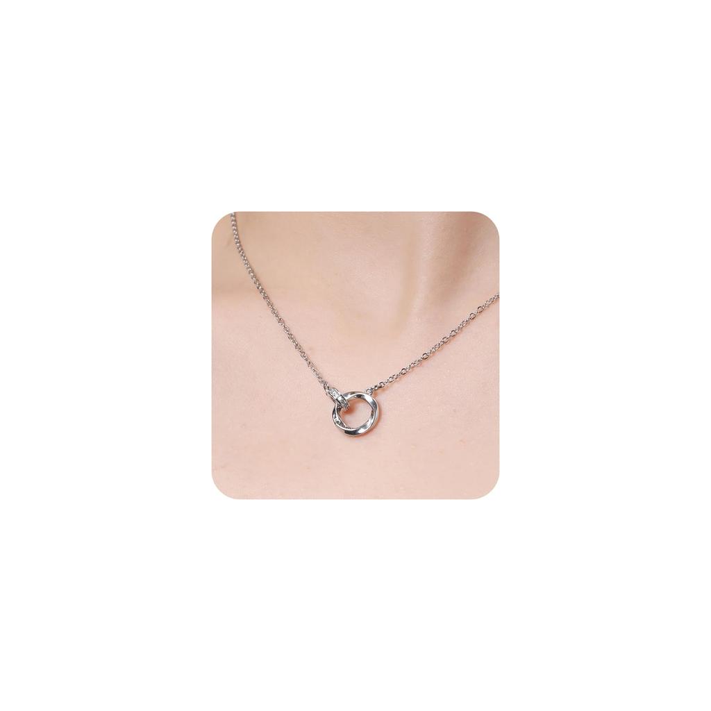 Surgical Stainless Clavicle Comes with Gift Box [Tasiso] Women's Necklace, Zirconia, Steel, Hypoallergenic, Pendant, Chain, Silver, Stylish, Cute,