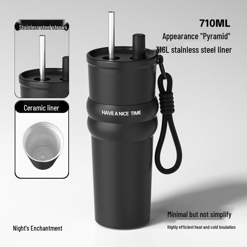 Shangqi Large Capacity Car Straw Insulated Stainless Steel Mug