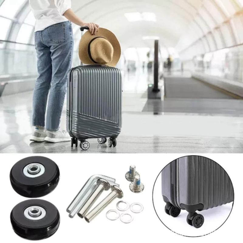 Rubber Casters Replacement for Luggage OD 45x18mm/70x24mm Metal Bearings Axles Heavy Duty Suitcase Wheel Replacement Kit