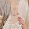 Star and Moon Natural Strawberry Quartz White Crystal Bracelet, Three-Layer Pearl Bracelet for Women, Exquisite Crystal Bracelet, Niche Design