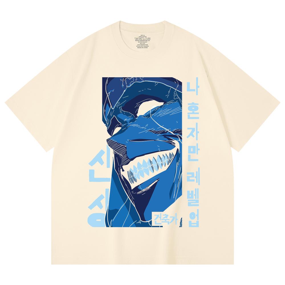 230 Gsm 100% Cotton Solo Leveling V16 Print Unisex Heavy Cotton T Shirt XS абрикосовый