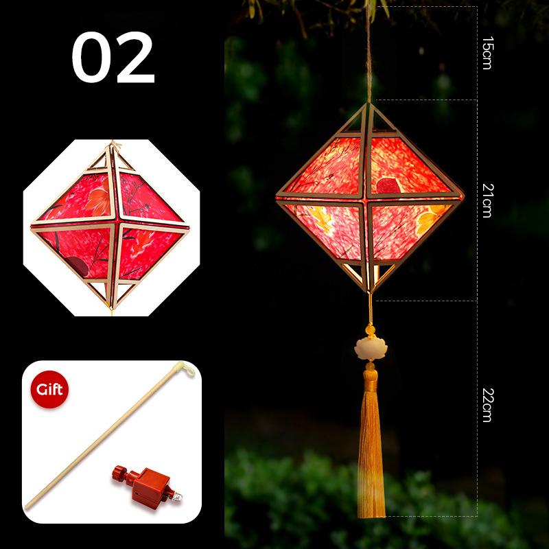 Mid-autumn Portable Lantern With Tassel Waterproof Chinese Antique Wood Carving Palace Light Lamp New Year Spring Festival Decor