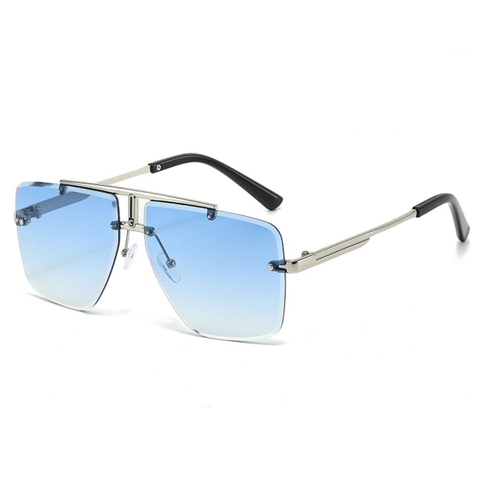 Square Frame Double Bridge Sunglasses Oversized Street Shooting Eyewear for Women & Men