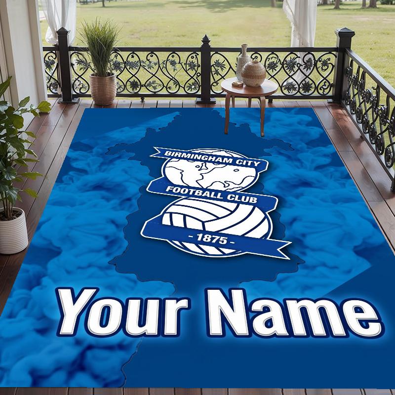 Custom Name Birmingham City Crystal Velvet Floor Rug Personalized Text Soft Carpet Home Decor