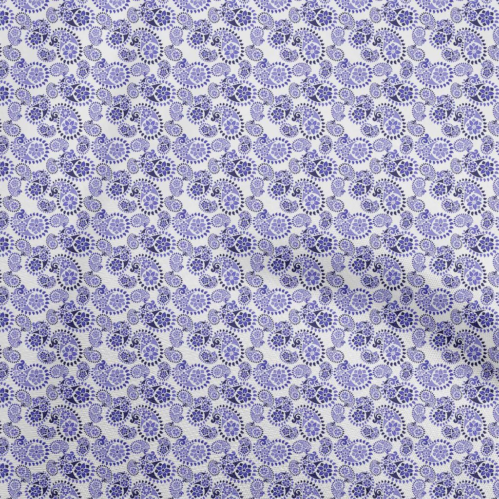 oneOone Cotton Flex Blue Fabric Asian Paisley Sewing Material Print Fabric By The Yard 40 Inch