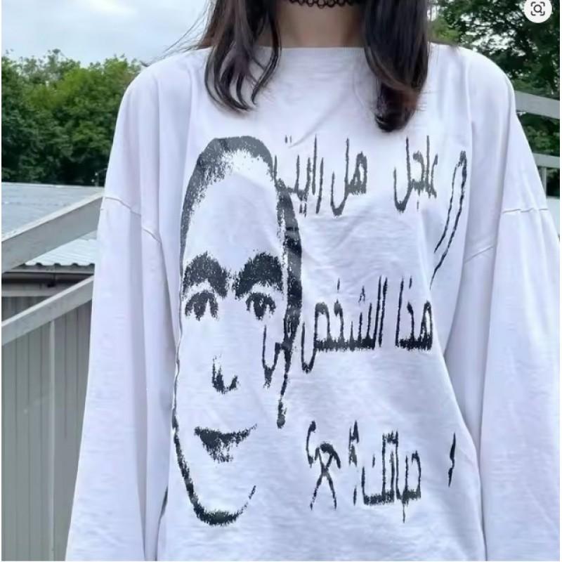 Unisex Vintage Streetwear Long Sleeve T-Shirt With 3D Digital Print Loose Fit Casual Tee Daily Wear