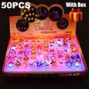 LED Light Halloween Ring Creative Glowing Ring Pumpkin Ghost Skull Rings for Kids Gifts Cute Luminous Finger Ring Party Supplies