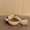 Soft leather version~ New holiday style woven soft-soled Roman toe slippers women's summer thick-soled outer wear new sandals