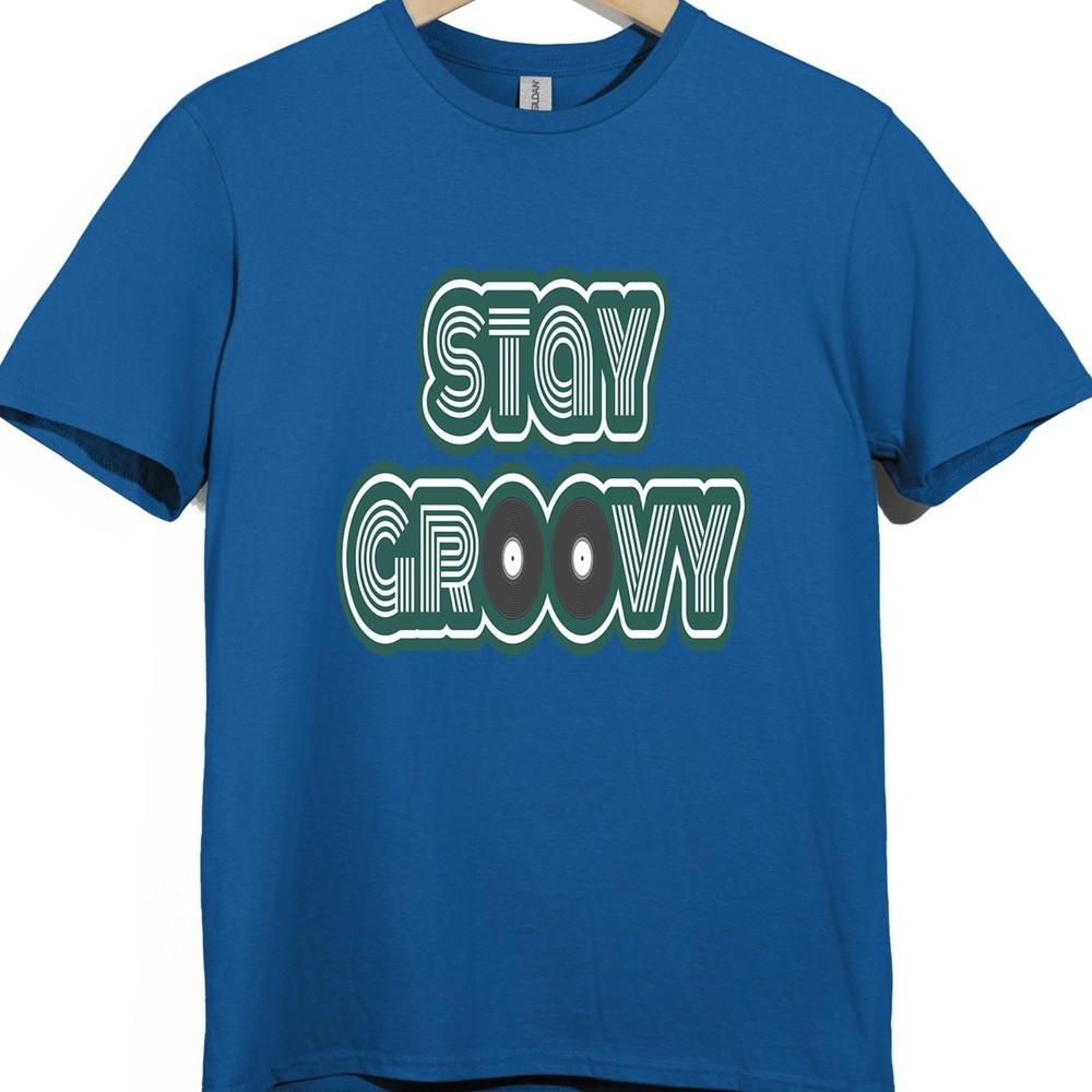 Retro T-Shirt Bleib Groovy Schallplatten Grafik T-Shirt 70er Jahre Musik Disco Shirt