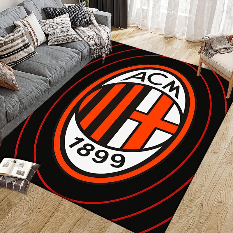 Schwarzer ACM Flanell Bedruckter Teppich, Heim Sofa Dekoration für Wohnzimmer & Schlafzimmer, Rutschfeste Spiel Flanell Bodenmatte für Spielzimmer