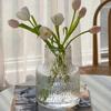 Ripple Textured Glass Vase, Clear Ice Pattern Flower Vase for Home Decor, Modern Minimalist Floral Arrangement Vase