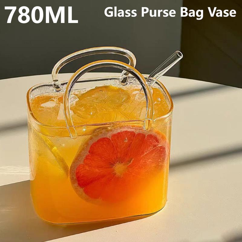 Unique 750ml Cocktail Glass Cup With Handbag Glass Purse Bag Vase Portable Creative Glass Wine Cup For Wedding Home Decoration