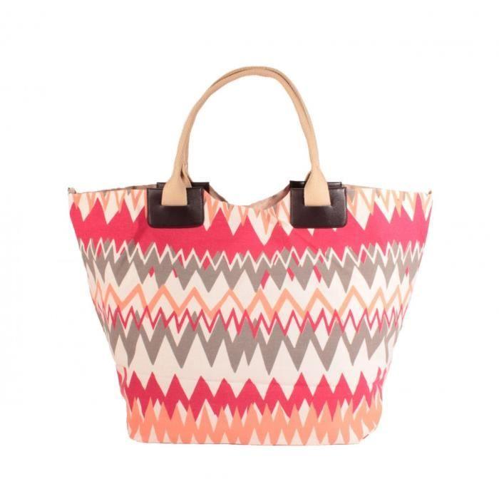 Sac Cabas - Scooter - MS2O033P10 - Azteque Rouge - 100% Coton - Poche zippée