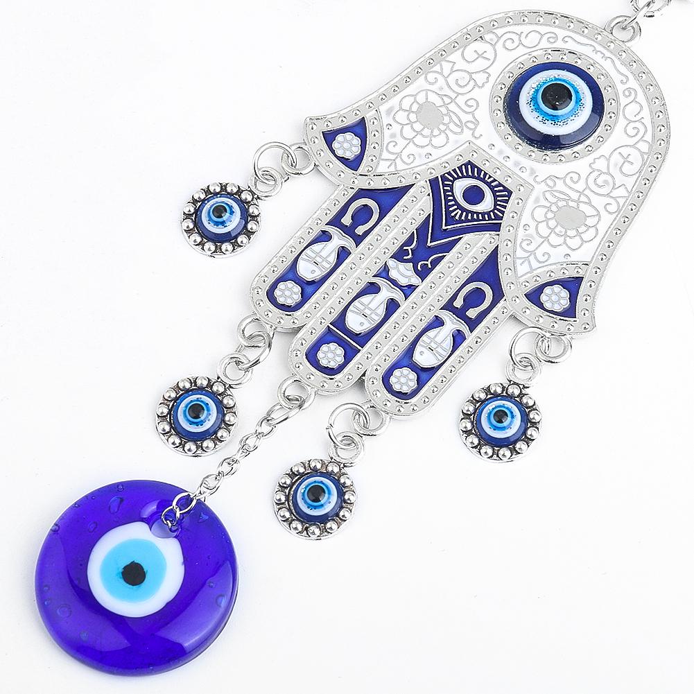 Blue Evil Eye Wall Hanging Hamsa Fatima Wind Chimes Lucky Amulet Blessing Protection Meditation Yoga Healing Pendant Home Decor