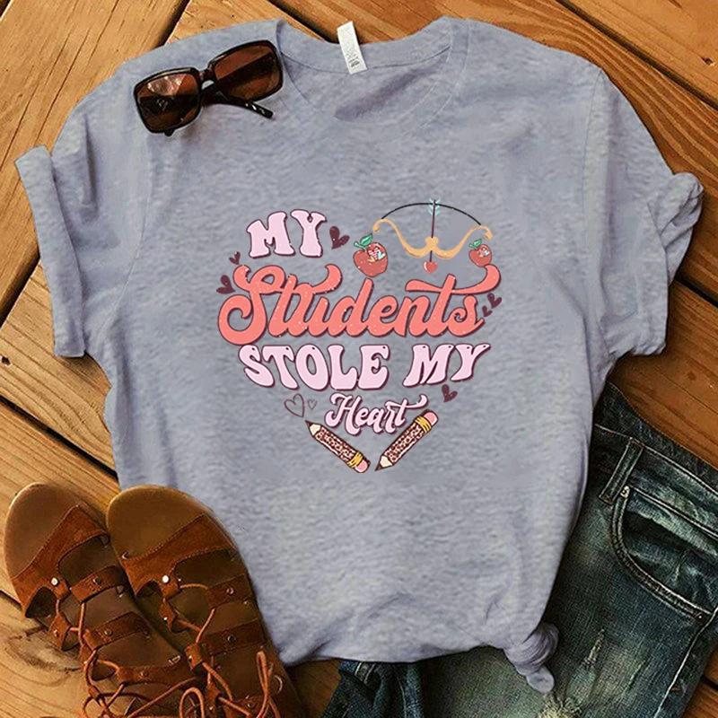 Moji studenti mi ukradli srdce Potisk Tričko Dámské Pánské Trička Kulatý výstřih