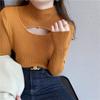 2022 Herbst Winter Neu Damenmode Ausgeschnitten Hoher Kragen Einfarbig Langarm Strickpullover Für Damen Slim Gestrickte Pullover