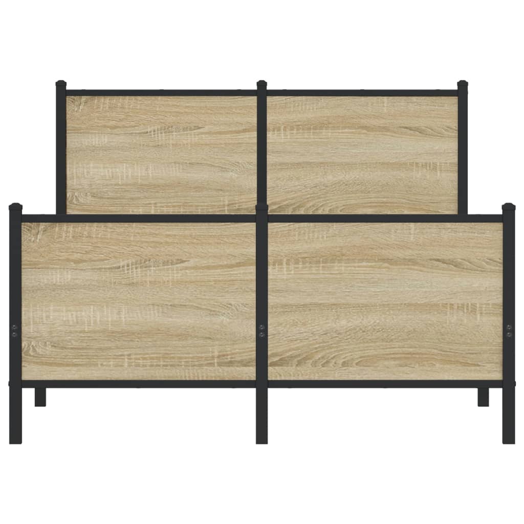 Metal Bed Frame without Mattress Sonoma Oak Finish 120 x 190 cm