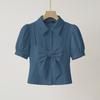 ZANZEA Women Turn Down Collar Summer Short Sleeve Blouse
