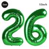 32 Inch Green Number Foil Balloons 0-9 Jungle Safari Theme Soccer Party Decor Kid Boy 1st Birthday Dinosaur Baby Shower Supplies